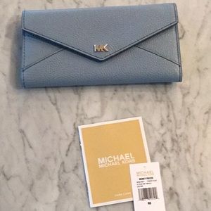 Michael Kors large envelope wallet two tone blue